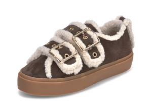 INUIKII Shearling Low Velcro Buckle Dark Brown