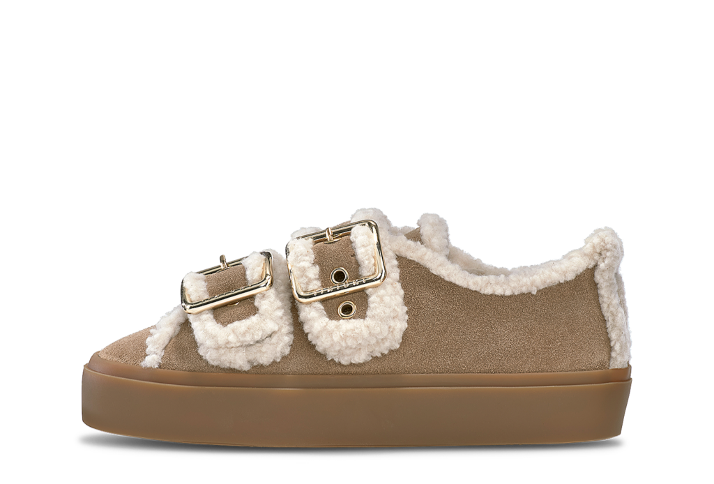 INUIKII Shearling Low Velcro Buckle Light Beige