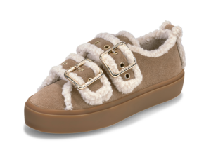 INUIKII Shearling Low Velcro Buckle Light Beige