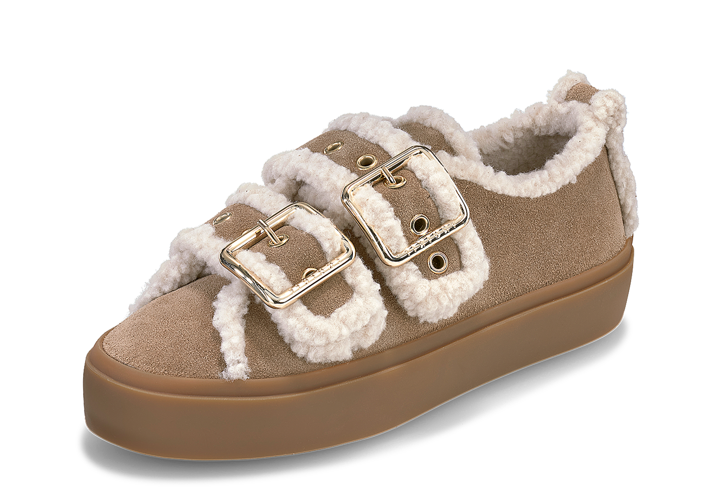 INUIKII Shearling Low Velcro Buckle Light Beige - obrazek 2