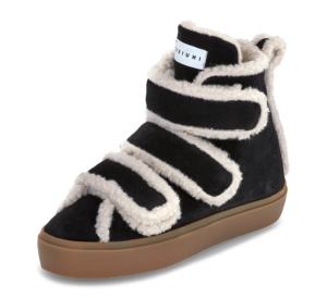 INUIKII Shearling Velcro Wedge Dark Black