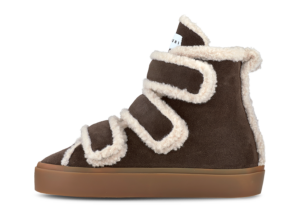 INUIKII Shearling Velcro Wedge Dark Brown
